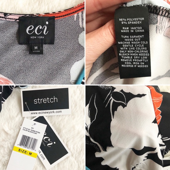 ECI | Floral Printed Faux Wrap Tie Waist Dress NWT - Picture 6 of 10